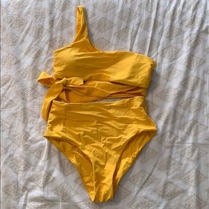 Two piece yellow wrap bikini